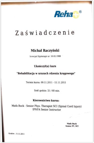 certyfikat Michał Raczyński 6