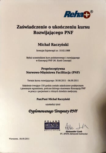 certyfikat Michał Raczyński 4