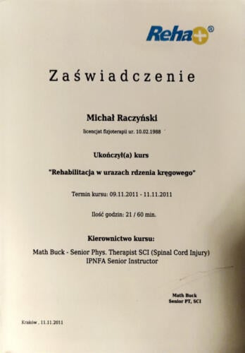 certyfikat Michał Raczyński 3